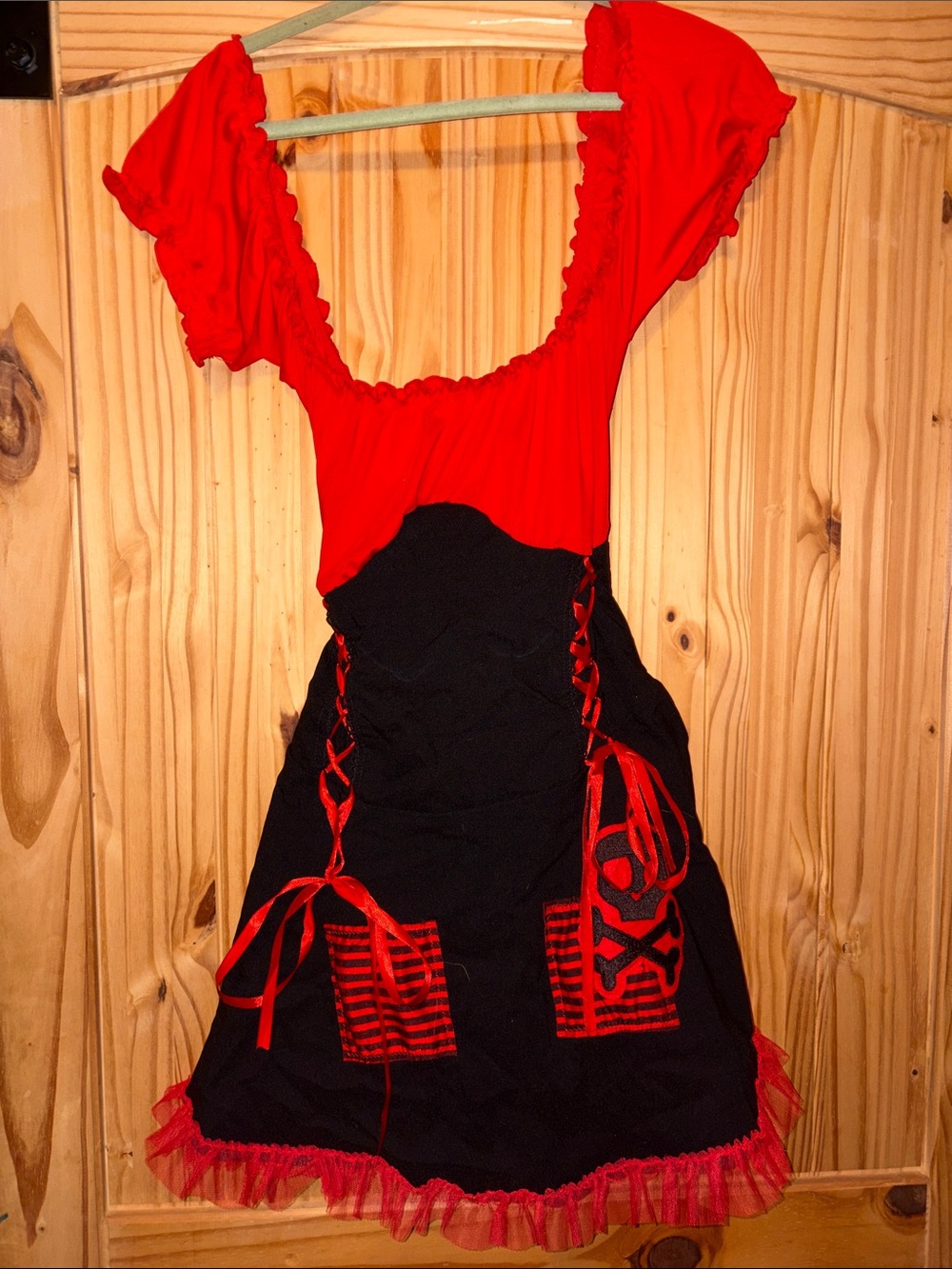Spirit Red and Black Ruffled Fit-and-Flare Mini Dress